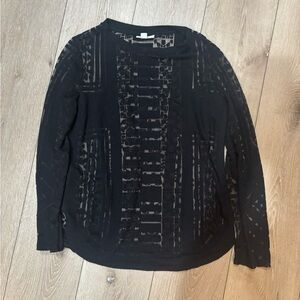 Bar III Black Sheer-Pattern Top